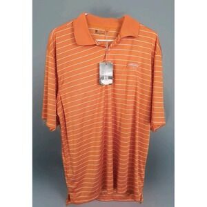 Krooked‎ Creek Polo Golf Shirt XL Orange With White Pinstripes